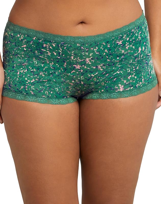 Maidenform One Fab Fit Boyshorts para mujer, bombacha cortas de microfibra de talle bajo con encaje