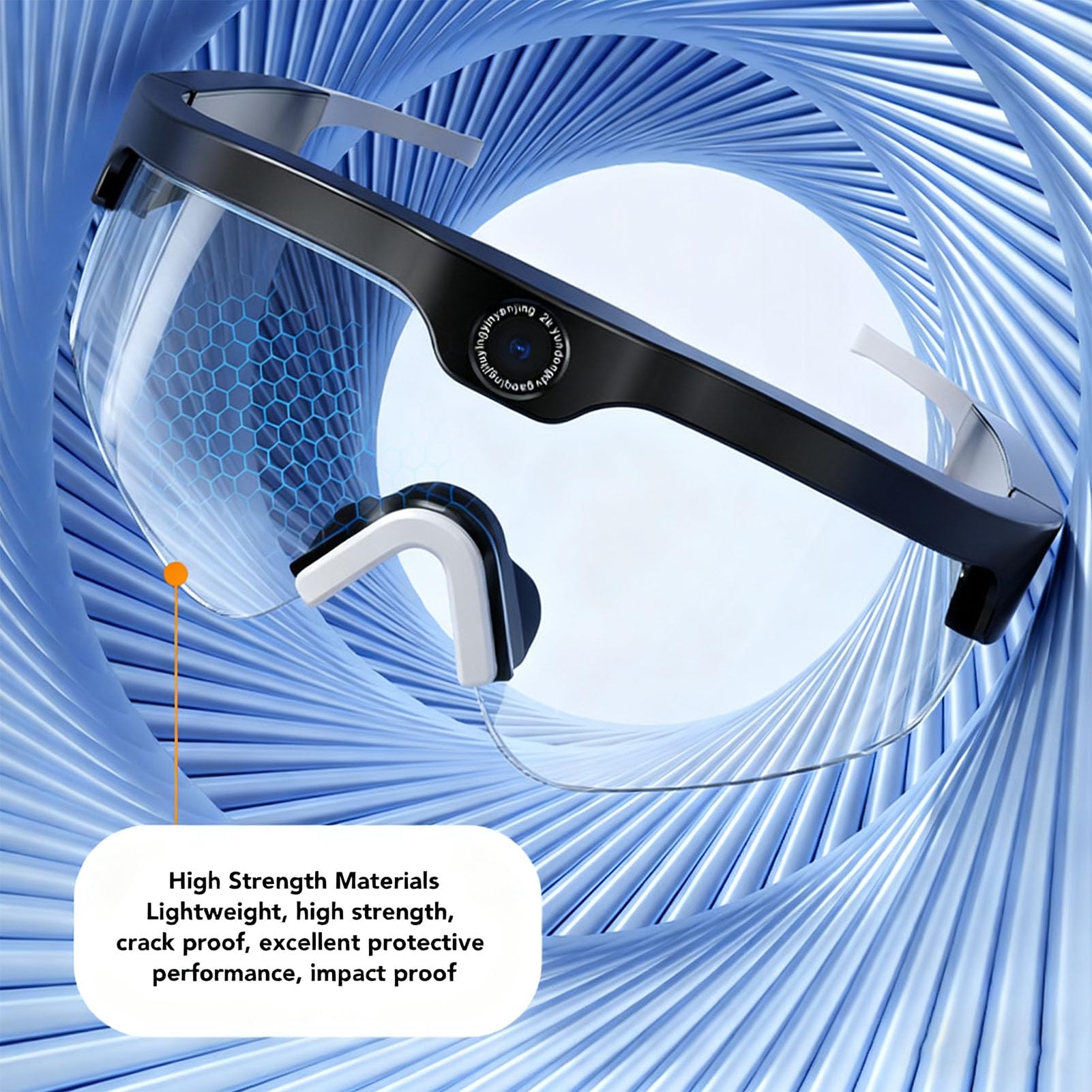 Sxhlseller Occhiali da Ciclismo con Fotocamera 2K, Fotocamera per Occhiali Intelligenti con Registrazione Video POV Bluetooth per attività All'aperto, Occhiali da Sole Antivento