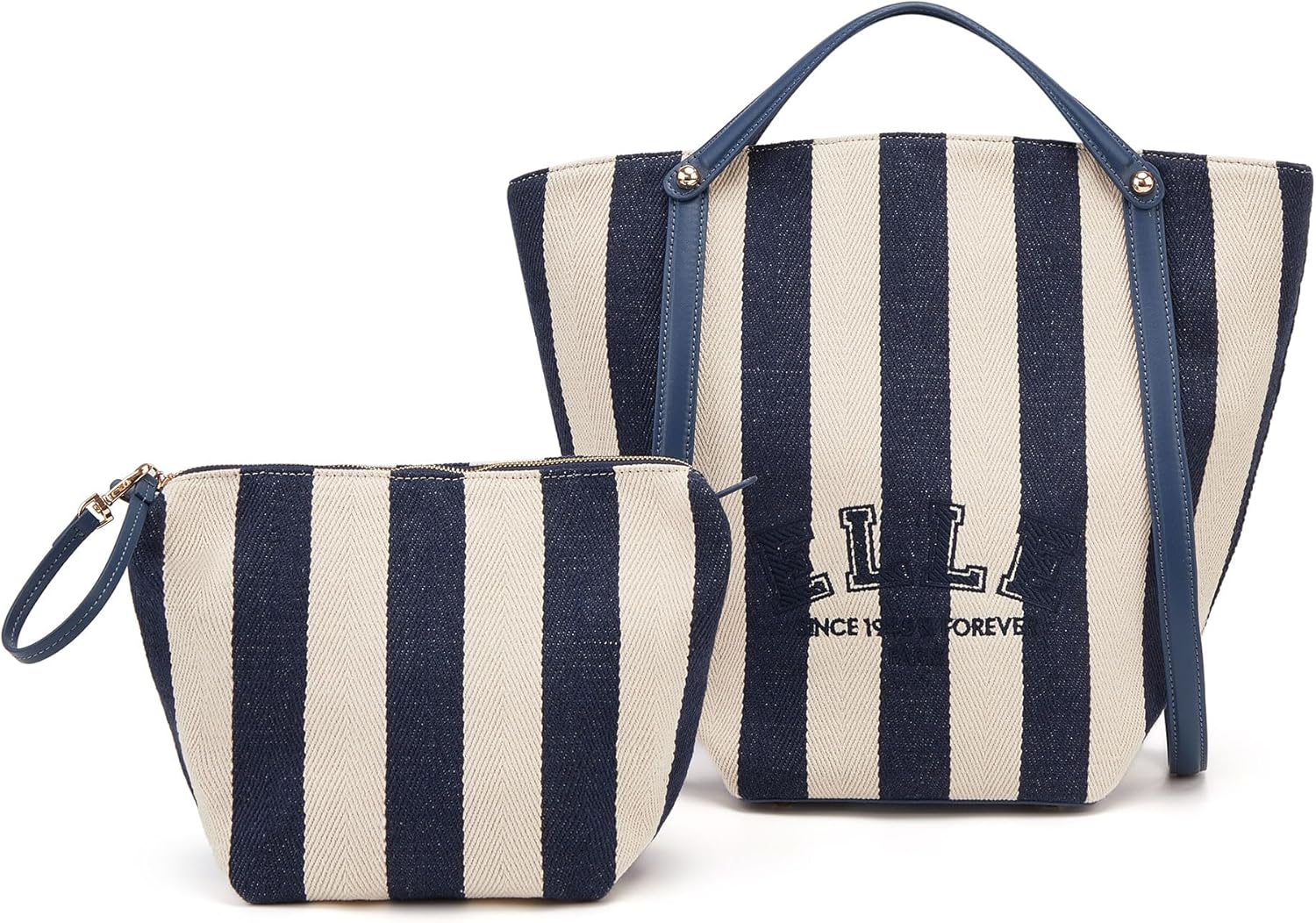 ELLE Women's Nautical Bucket Bag with Detachable Pouch