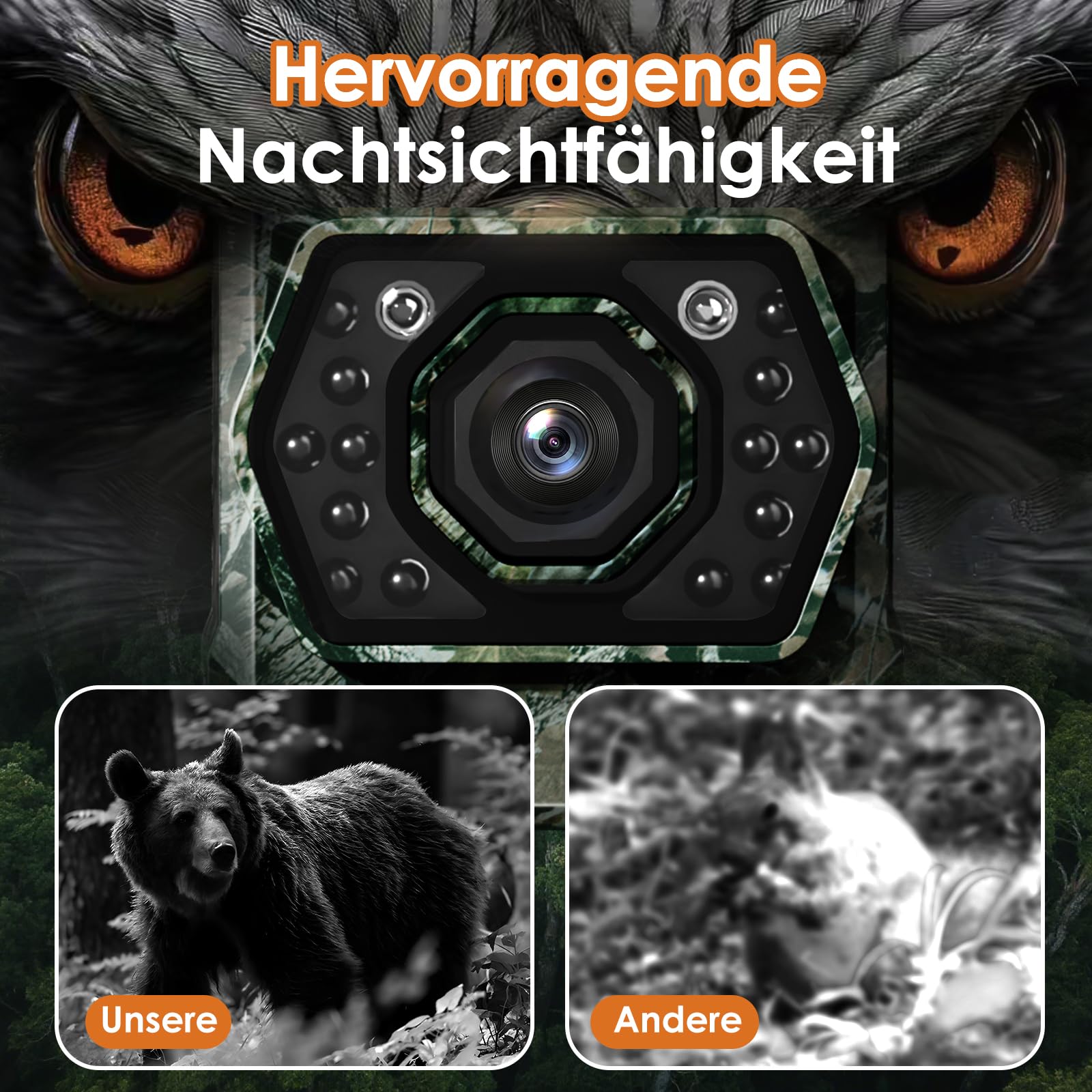 MAXDONE Wildkamera Mit Handyübertragung App, 4K 64MP Wildlife Camera solar nachtsicht bewegungsmelder 0.1s Trigger Time Wildlife Cameras Bluetooth Night Vision Camera IP66 inkl. 32GB SD-Karte