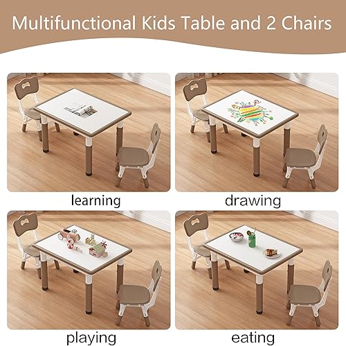 Miniatura 11 de Juego de mesa y 2 sillas para niños, juego de mesa y silla para niños pequeños de altura ajustable, 31.5 pulgadas de largo x 23.6 pulgadas de ancho,