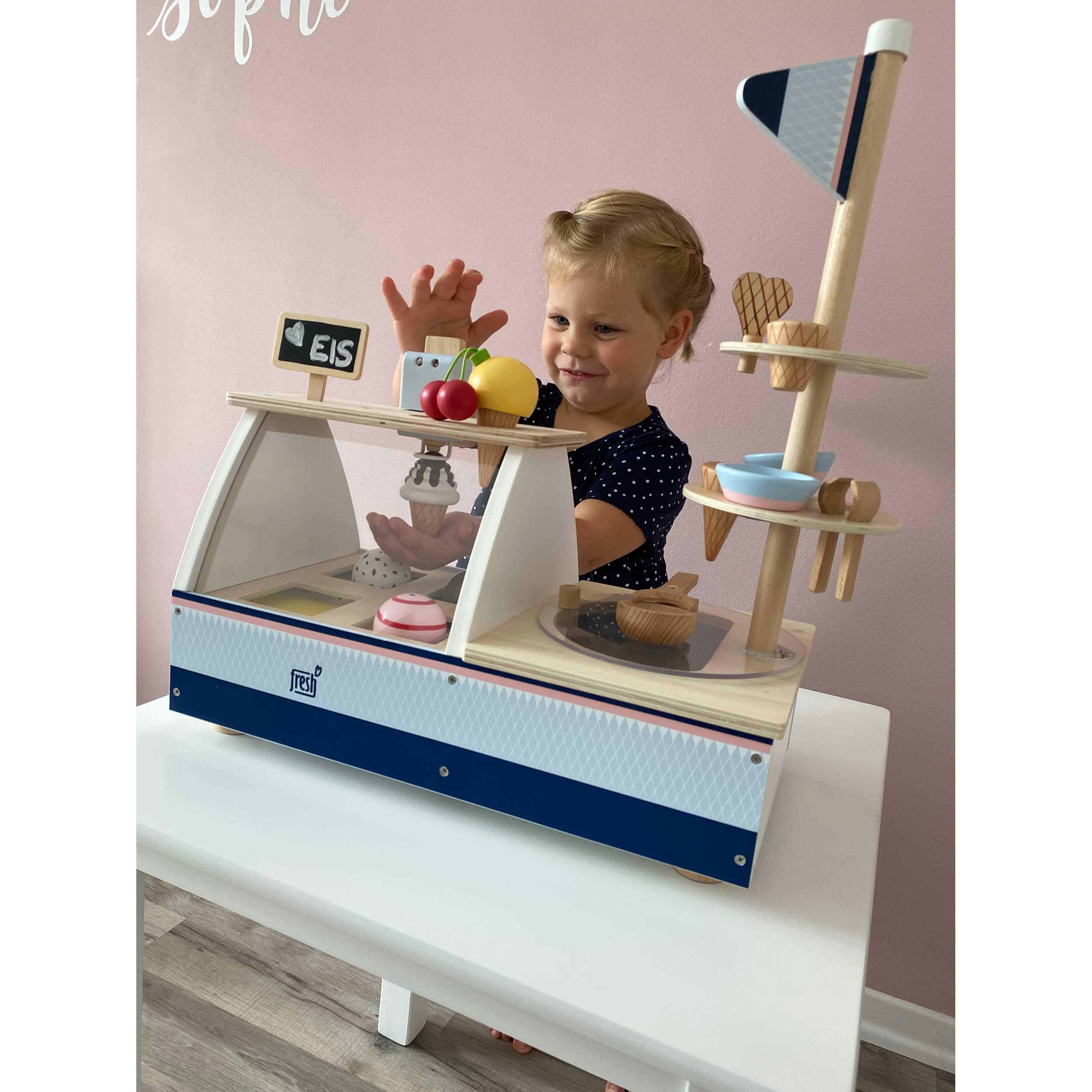 small foot Eistheke "fresh" aus Holz, Zubehör für Kinderküche und Kaufmannsladen, ab 3 Jahren, 11815