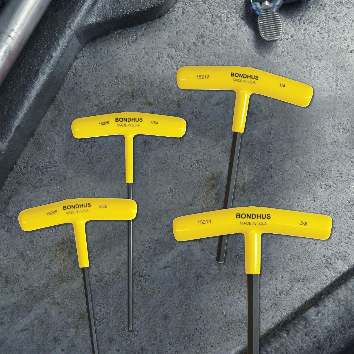 Bondhus 15290 6-Inch Length Hex T-Handles with Cushion Grip, 3/32-to-3/8-Inch Sizes, 10 Piece Set