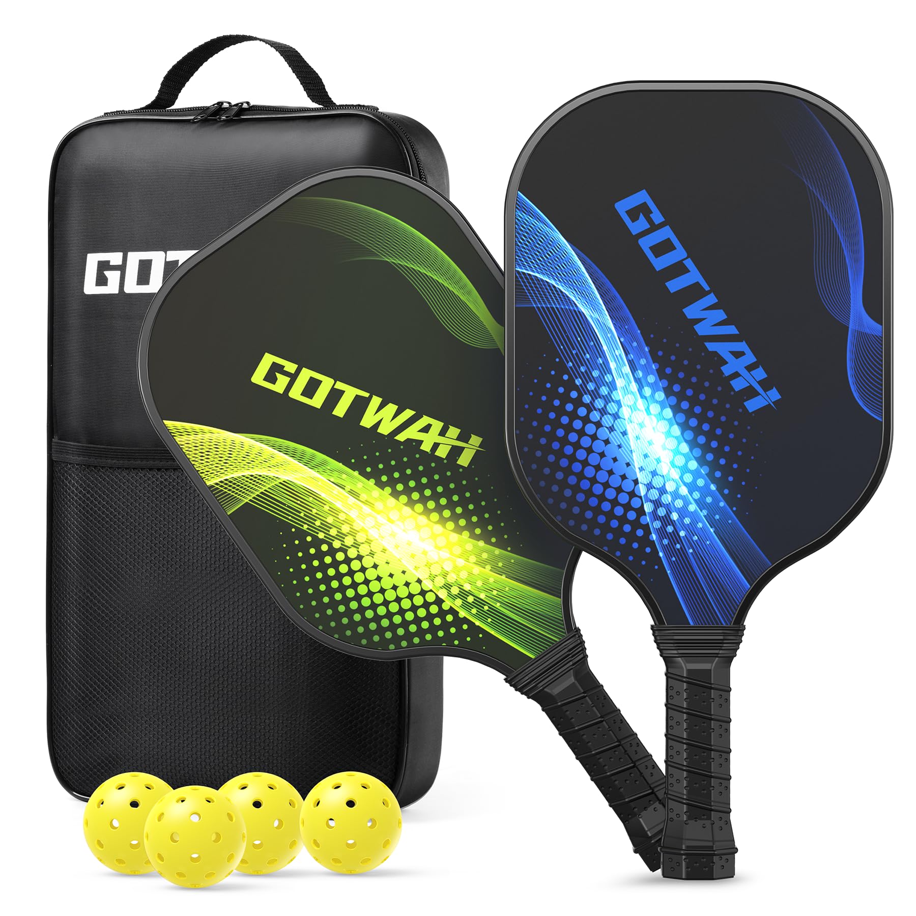 Pickleball Paddles Set of 2，Outdoor Pickleball Rackets Set Lightweight Racquets Fiberglass Pickle Ball Raquette Gift with Cushioned Grip for Adults Beginners Intermediate Player Elders Friendly (2)