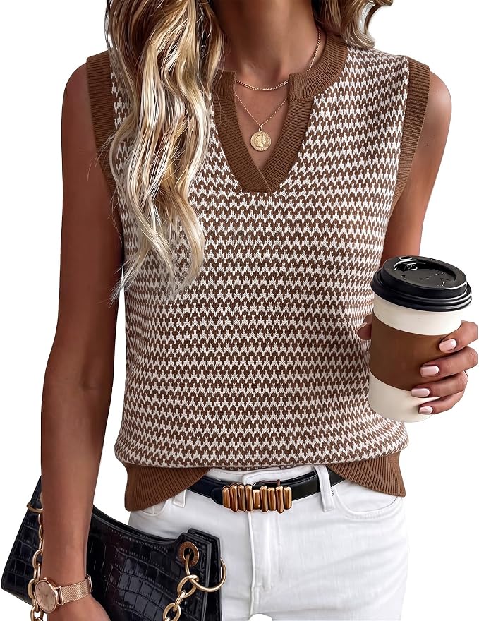 Arach&Cloz Cotton Striped Polo V Neck Sweater Vest..