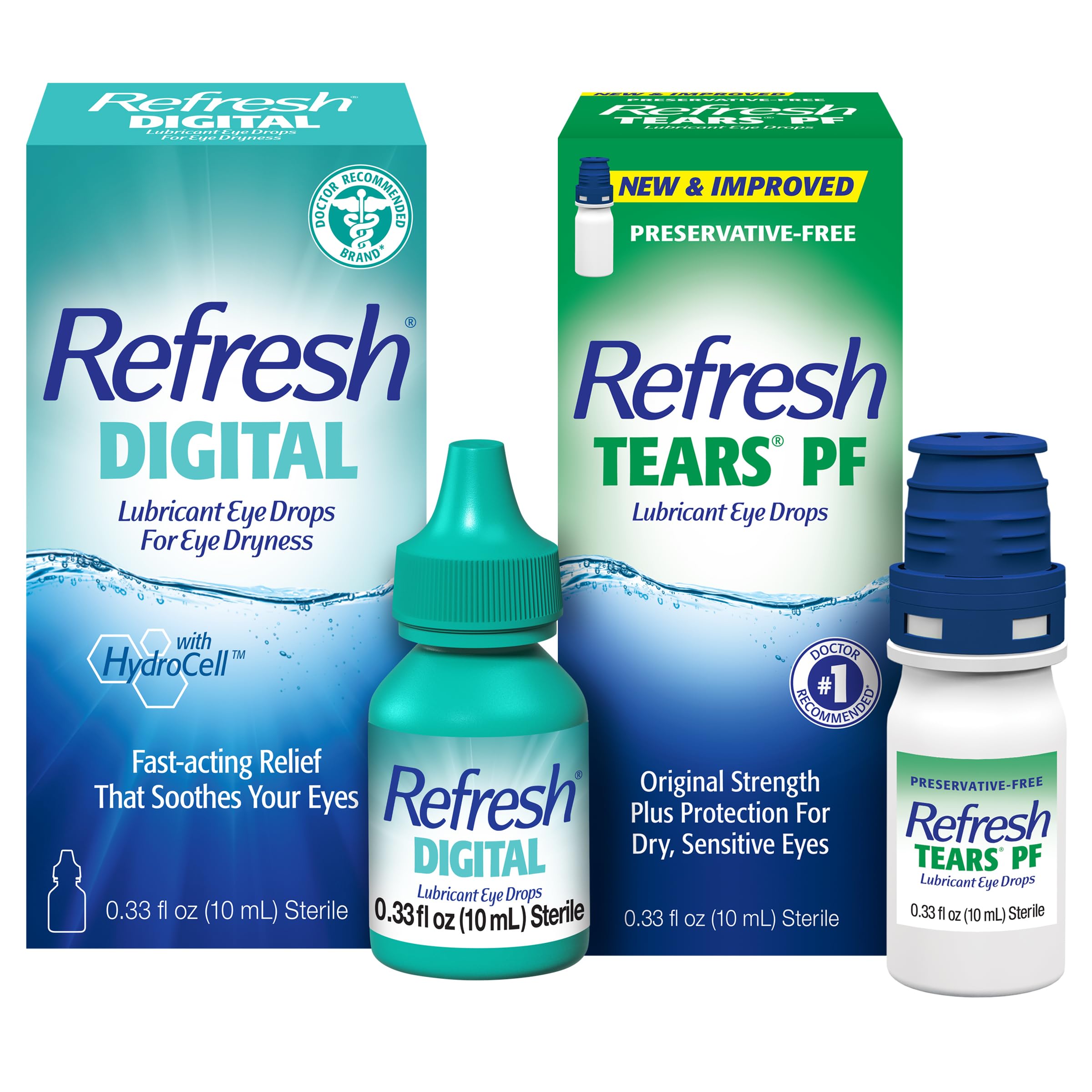Bundle of Refresh Tears Preservative-Free Tears Lubricant Eye Drops, 0.33 fl oz (10 mL) + Refresh Digital Lubricant Eye Drops, 0.33 Fl Oz (Pack of 1)