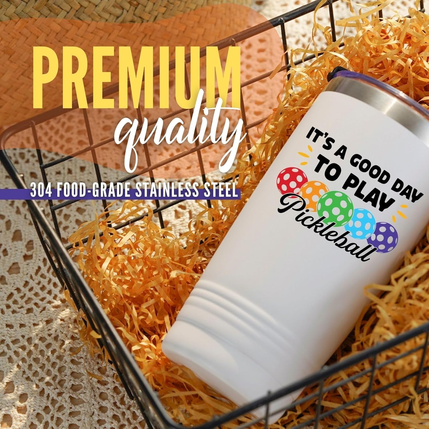 Onebttl Pickleball Gifts, Good Day to Play Pickleball, Insulated 20oz Stainless Steel Travel Tumbler with Lid - Image 6