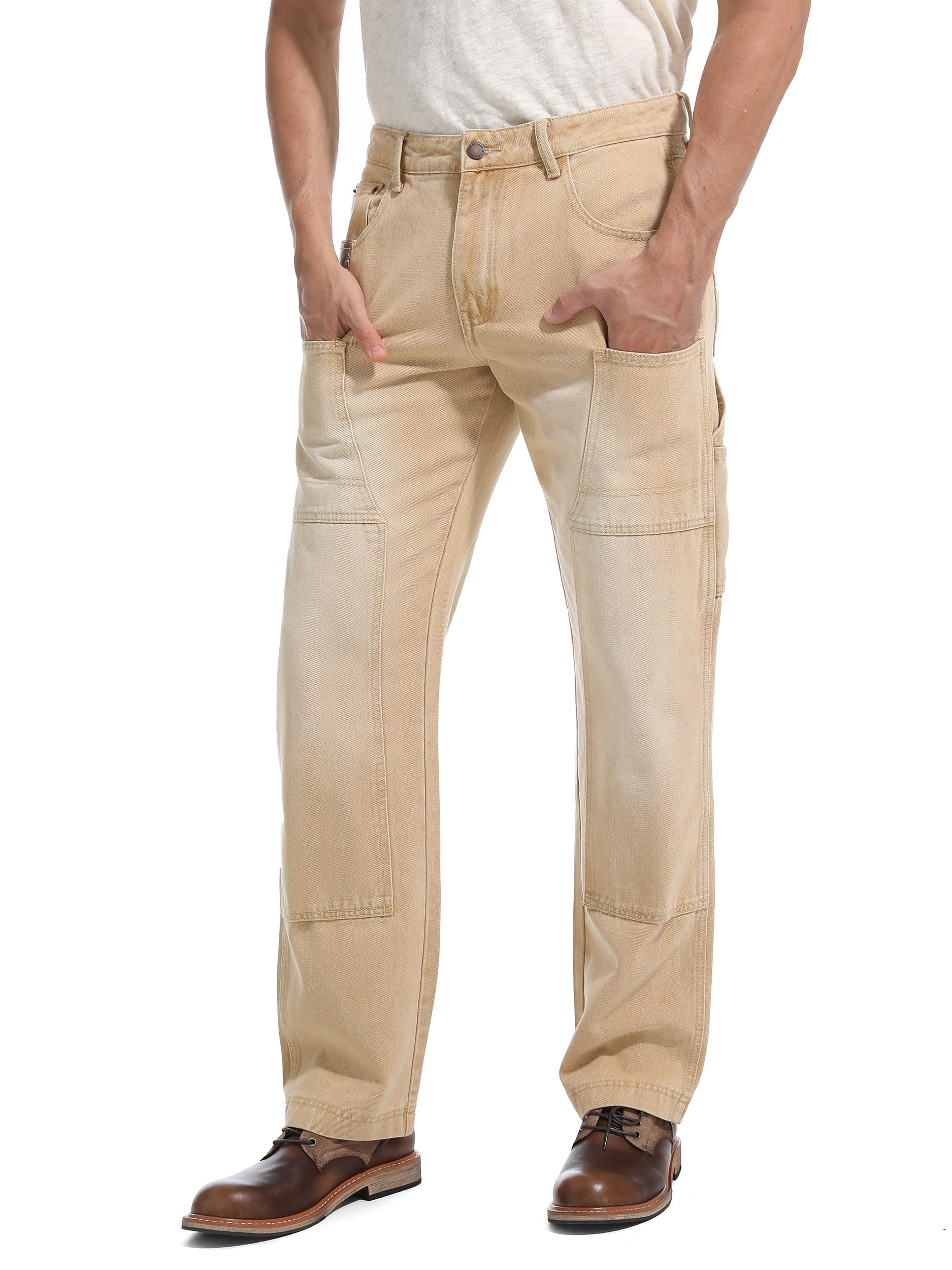 Jeans Arbeitshose Herren Skater Alltagshose Carpenter Jeans Worker Cargo Loose Fit mit Knieverstärkungen