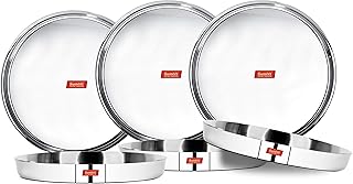 Sumeet 22 Gauge Stainless Steel Traditional Dinner Plate/Thali 25.8Cm (1.5Ltr) - Set of 6pc Price In India