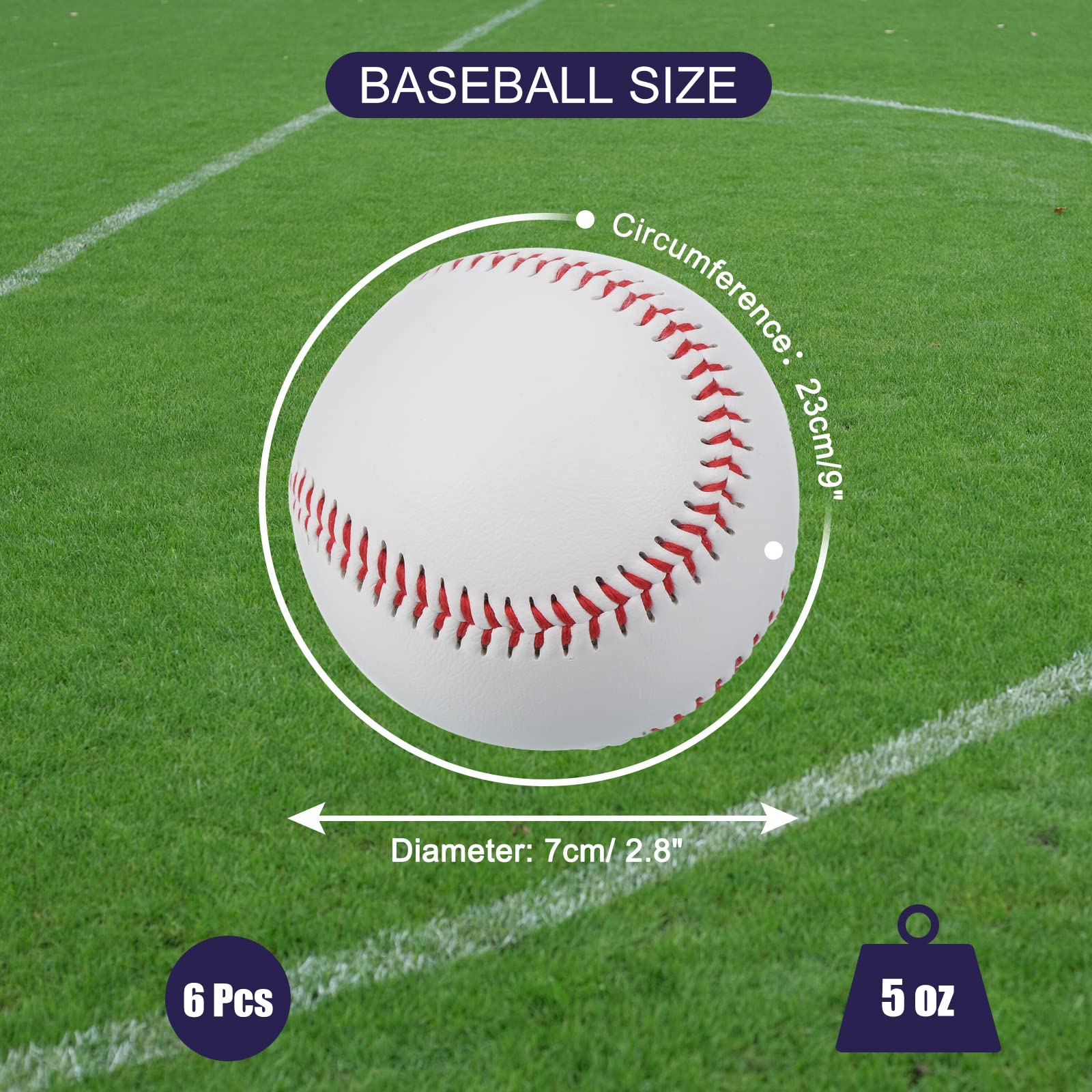 PATIKIL 9 Pulgadas Béisbol 6 Paquete Autógrafo Béisbol Pelotas Granel Estándar Tamaño Adulto Cuero Práctica Entrenamiento Béisbol Sin Marcar Béisbol Pelotas para Lanzamiento