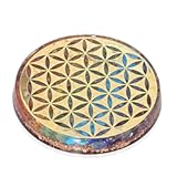 Orgonite Crystal Water Charging Plate –Chakra Balancing Coaster and Positive Energy Generator Flower of Life and with 7 Healing Crystals for Spiritual Balance&comma; Meditation&comma; Reiki Gifts&lpar;4 Inch Diameter&rpar;