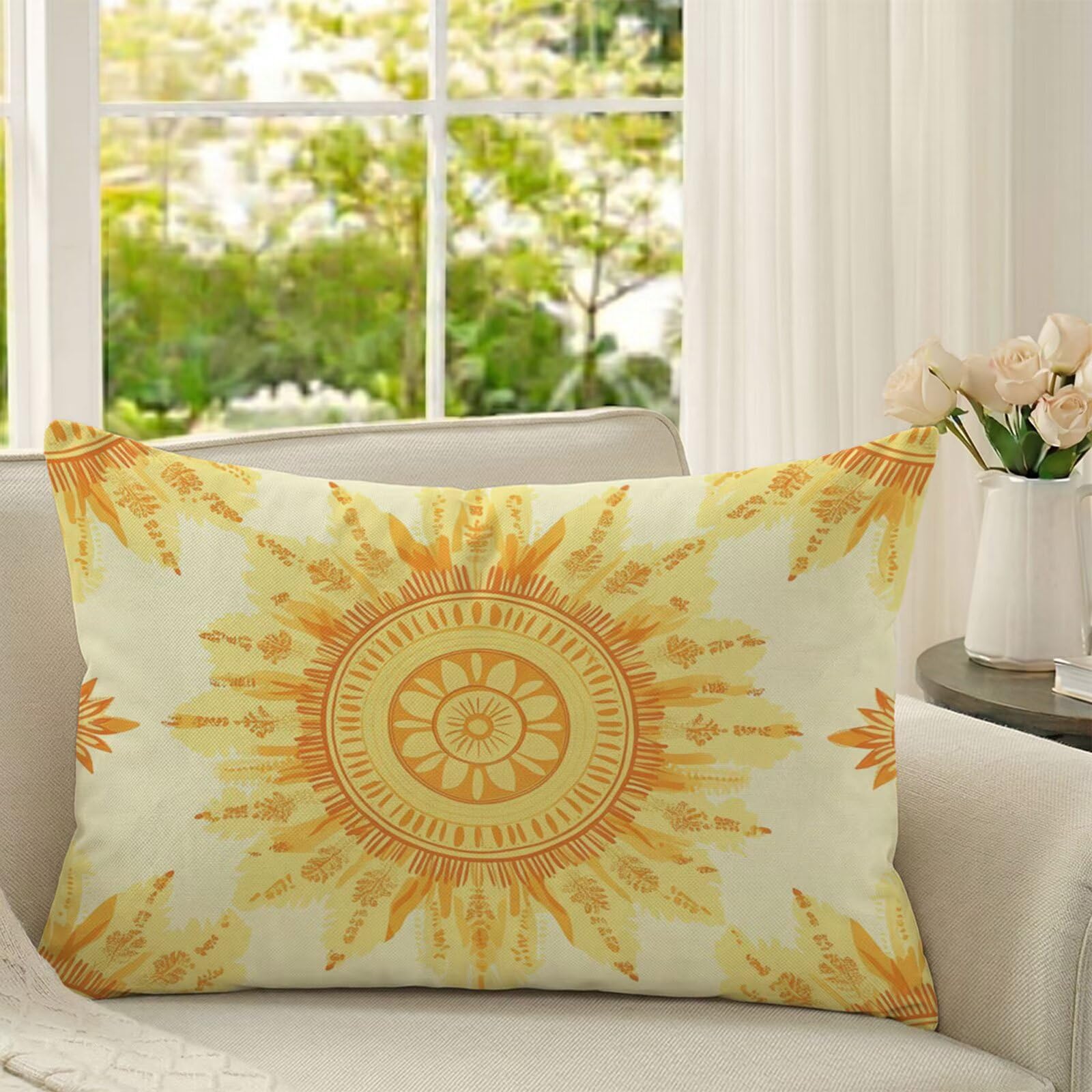 Taie oreiller orange 50x75 velours housse coussin decoration boheme double face
