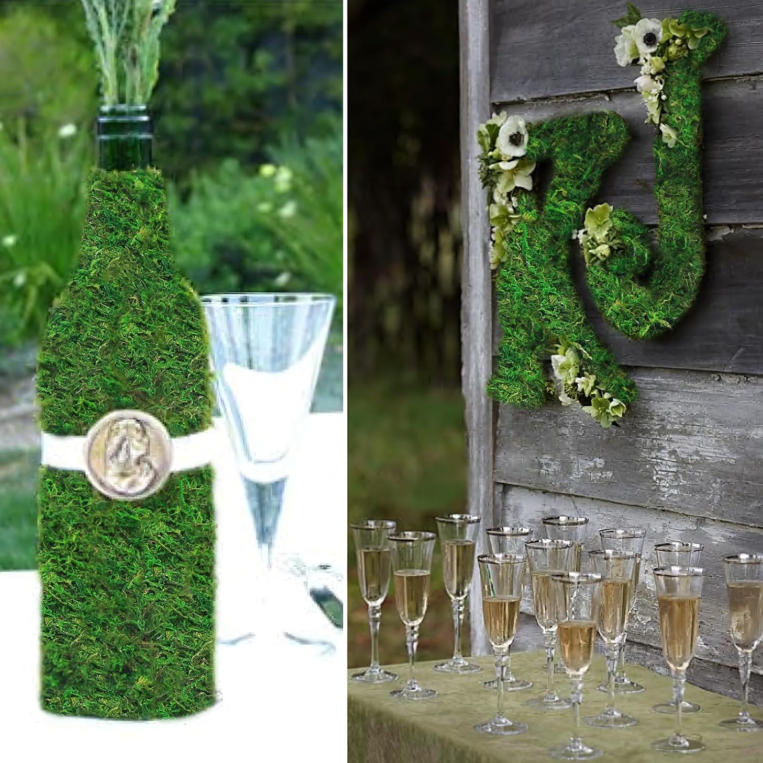 FAICOIA 2 Pcs Moss Table Runner Dried Moss for Crafts Green Moss Roll for Fairy Gardens Wedding Woodland 12" x 71" Preserved Moss Mat for Table Decoration Moss Carpet for Moss Grass Wall 30x180cm