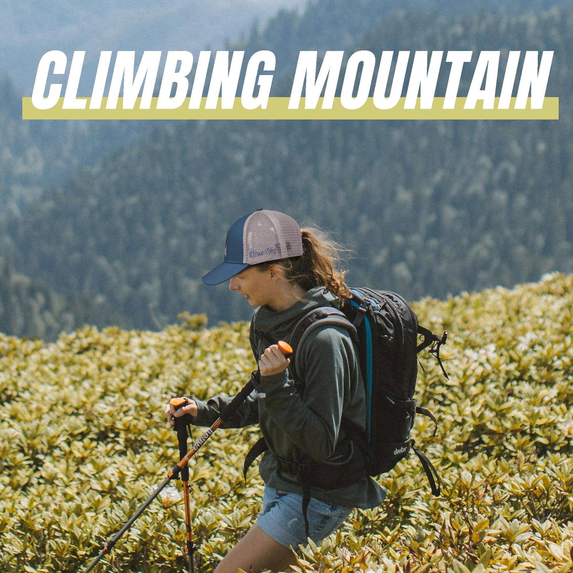 Mountain & Tree - Gorra de camionero para hombre y mujer, gorra de béisbol bordada para senderismo y camping