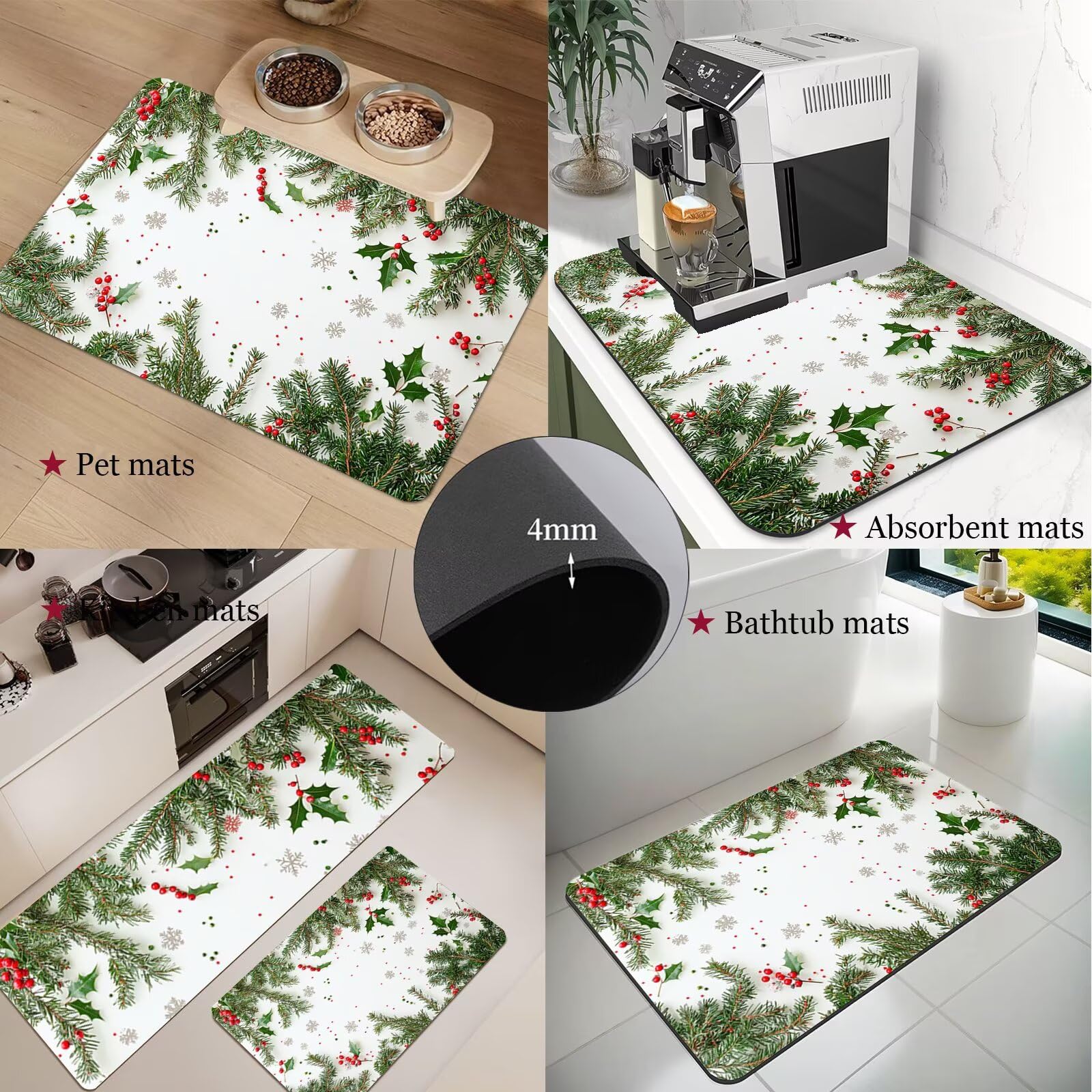 Diatomit Absorbent Antypoślizgowa Mata Łazienkowa 100x150cm Dywan Łazienkowy Kamień Szybko Schnie Zmywalny, Gumowa Mata Prysznicowa do Domu I Kuchni Rug White 6-465