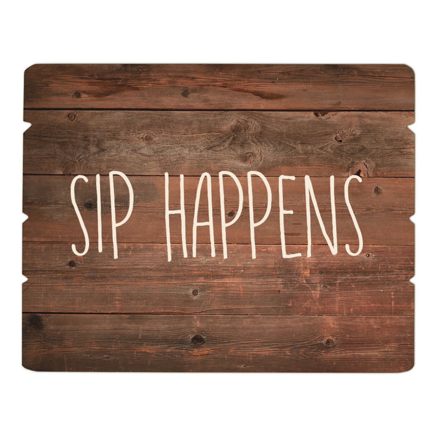 Creative Brands Drinkware Tray/Wooden Sign, 12" x 15", Sip Happens