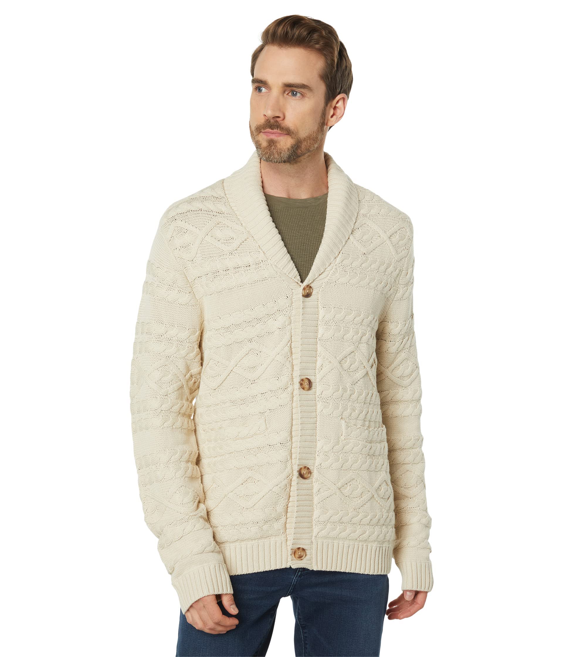 Cárdigan de punto trenzado Lucky Brand para hombre, suéter clásico con botones 5