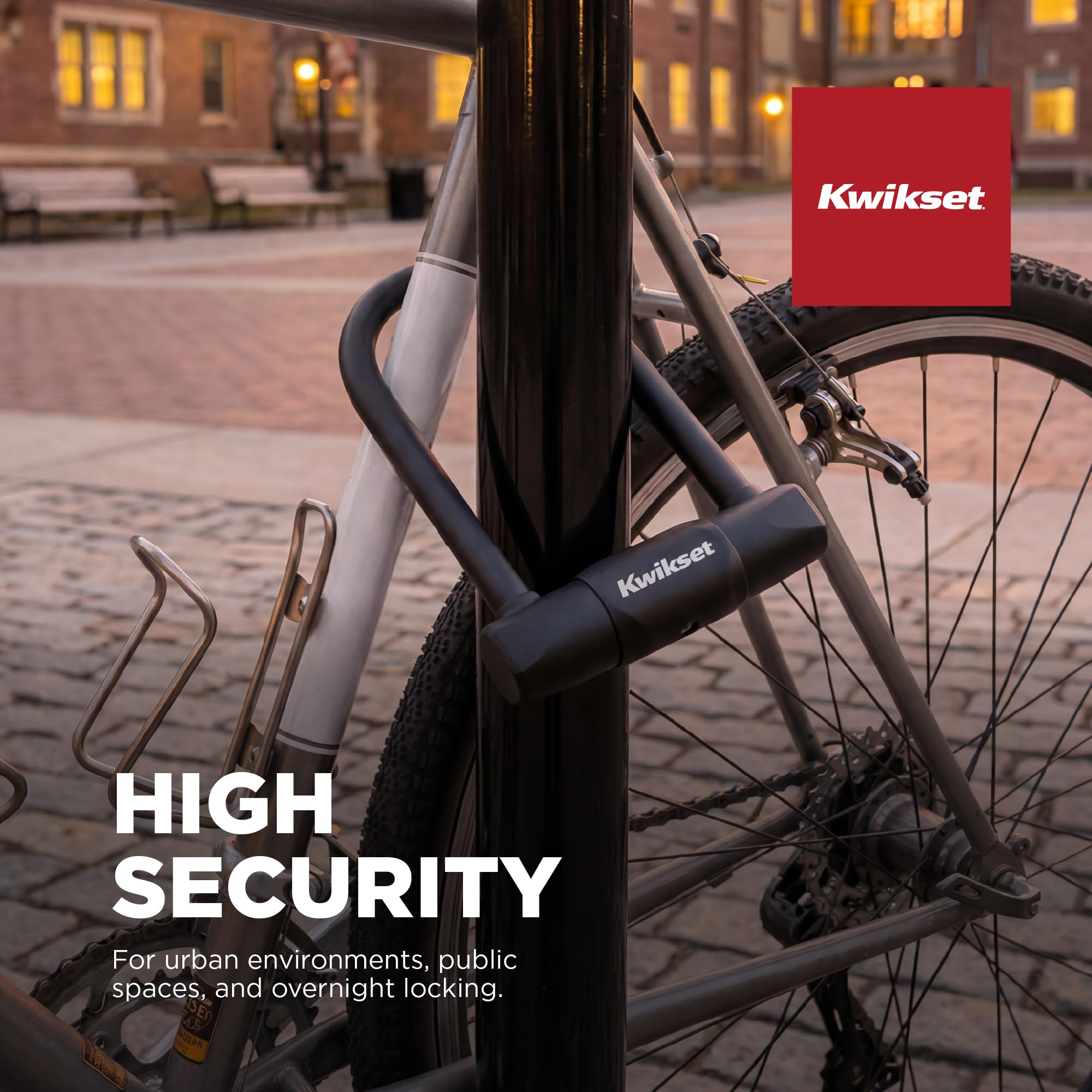 Kwikset Lucchetto a U per bicicletta ad alta sicurezza, in acciaio temprato, antifurto, 1 pezzo, nero