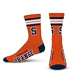 For Bare Feet NCAA Syracuse Orange 4 Stripe Deuce Crew Sock Team Color LARGE