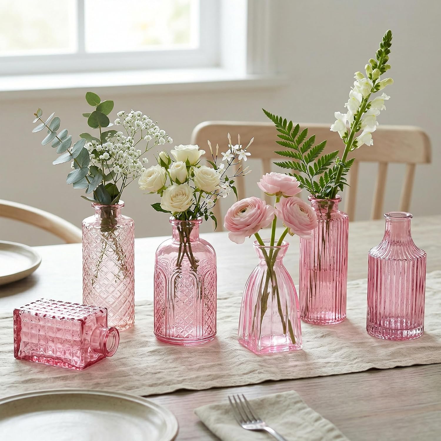 15 Pcs Pink Bud Vases Set, Baby Shower Decorations, Wedding Table Decor image 5