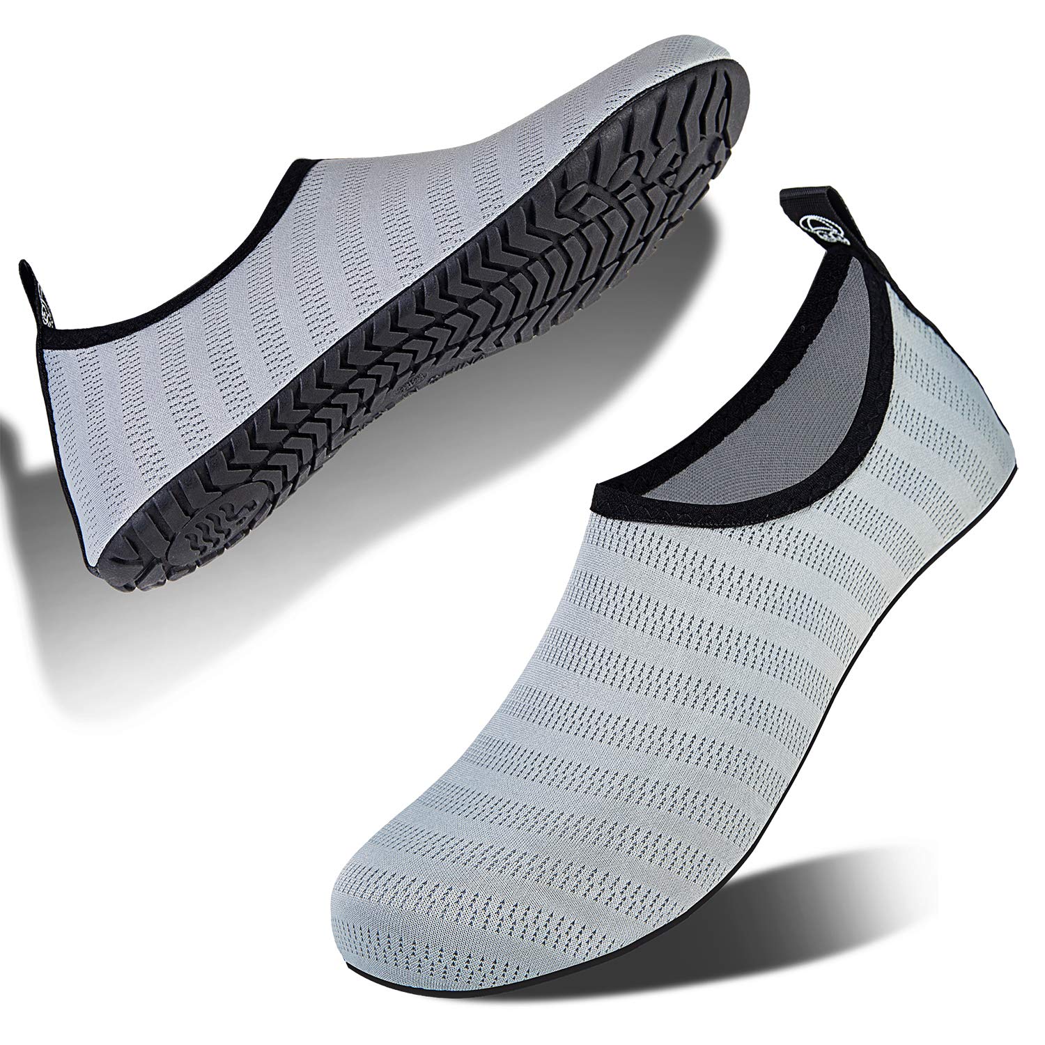 Water Shoes Quick Dry Swim Aqua Barefoot Socks for Women Men(Grey Size 7)-image-32