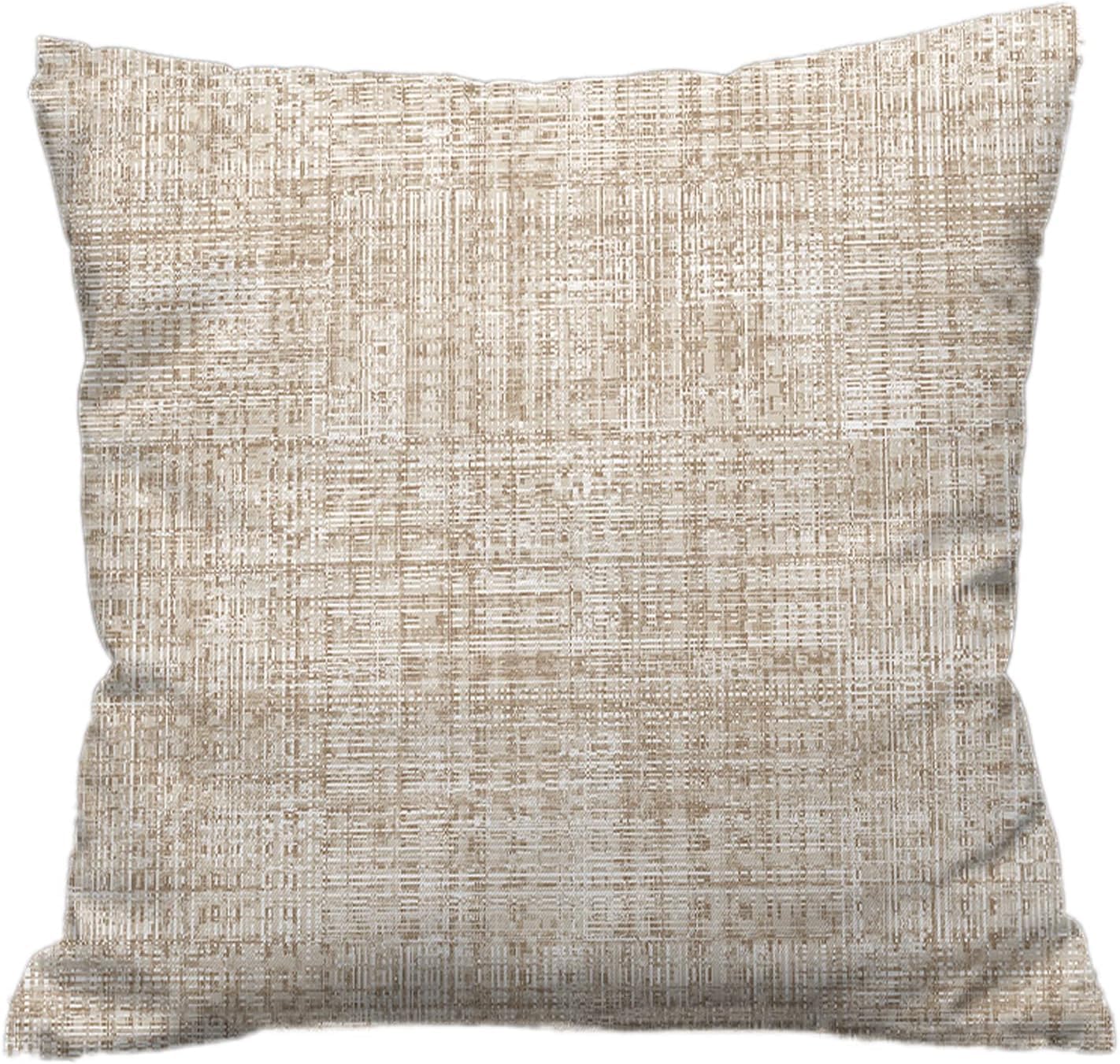 NightComfort 100% Cotton Cushion Cover Luxury Designer Indoor & Outdoor use - Texture Beige - Ideal For Sofas, Living Room, Bedroom, Rattan Garden Furniture Sets, Chairs, Benches (45x45cm) - Pack of 2