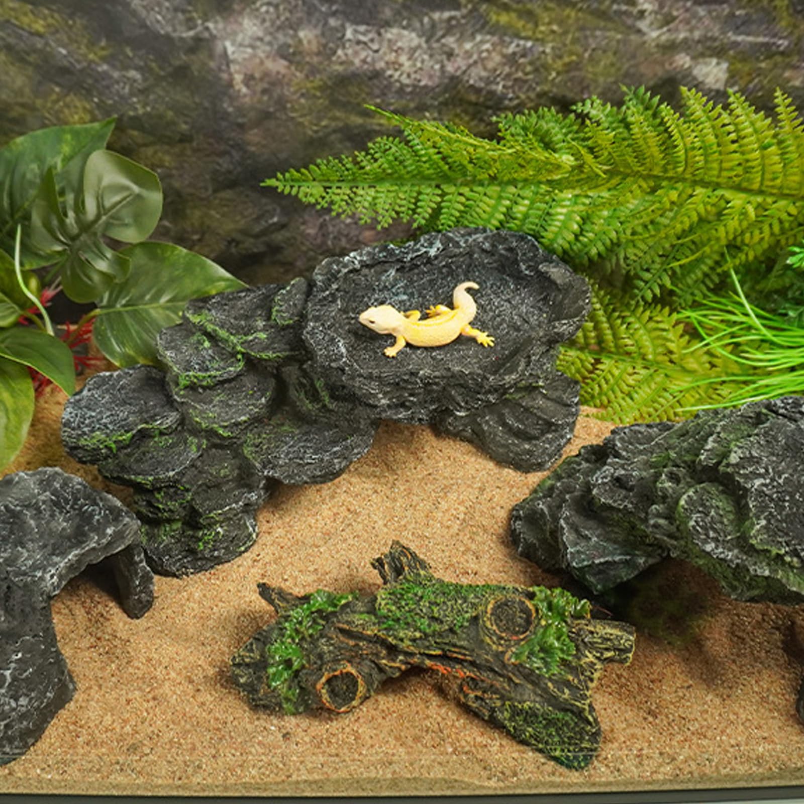 Piattaforma per prendere il sole, decorazione per acquario, ornamento paesaggistico, riparo per rettili, grotta per pesci gamberetti