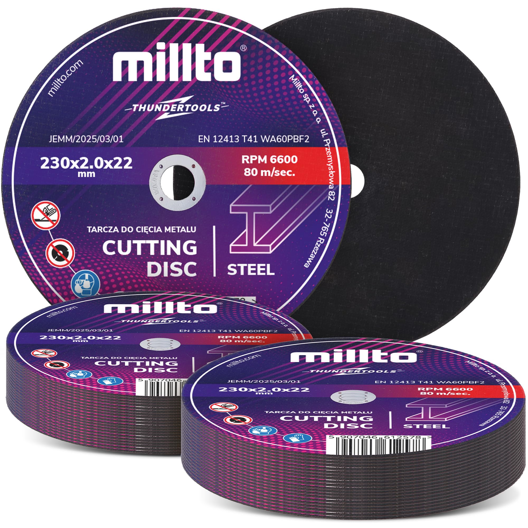 50x Millto Disco Corte Metal 230x2 mm Acero Inoxidable Chapa de Amoladora Angular Cortar Acero Hierro Plástico para Herramientas Trabajo Metálico Cortes Precisos