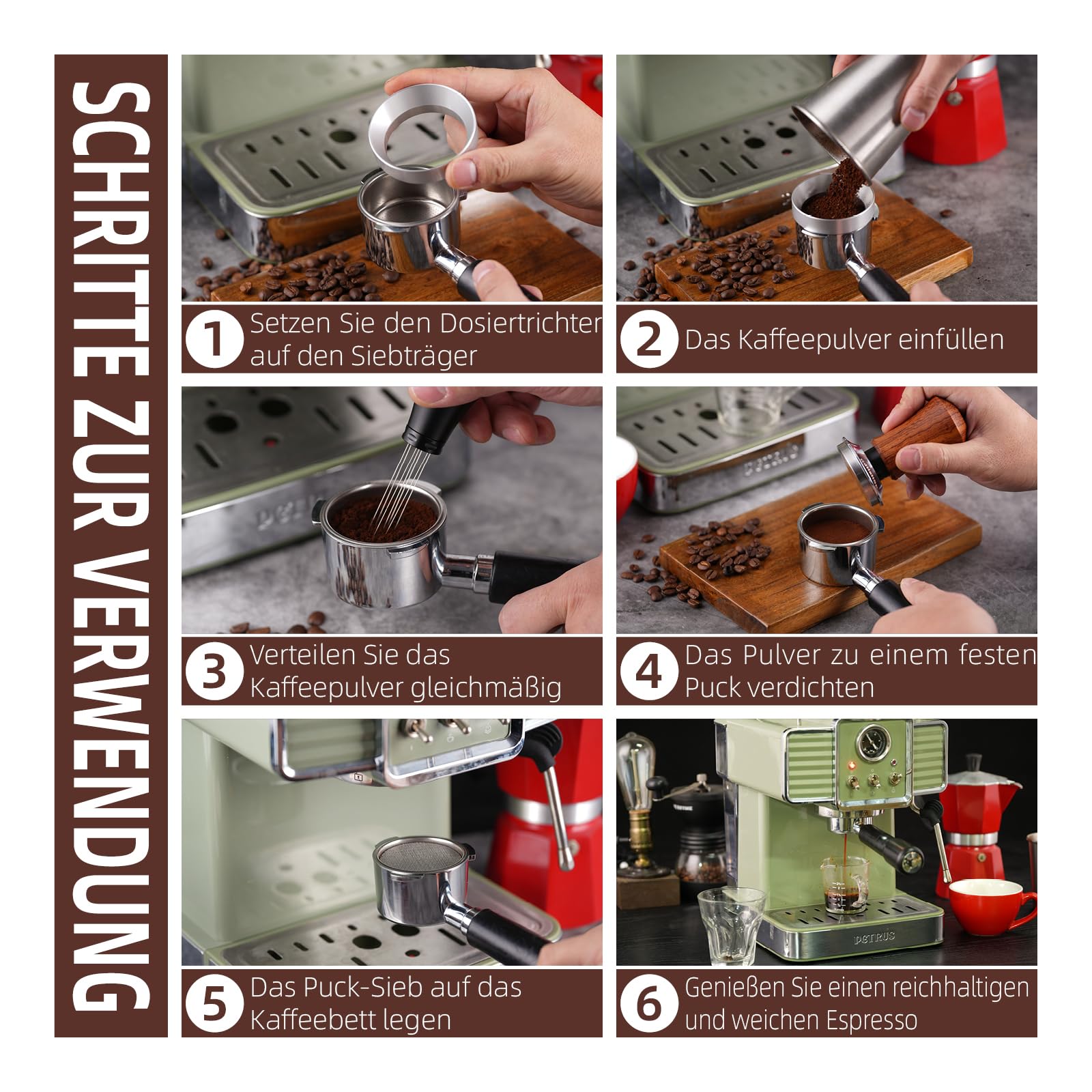 51mm WDT Tool Siebträger Zubehör Set,Puck Screen & Dosierring,Espresso Nadel mit 7 Feinen Nadeln,Espresso zubehör,kaffee zubehör für Siebträger 51 mm