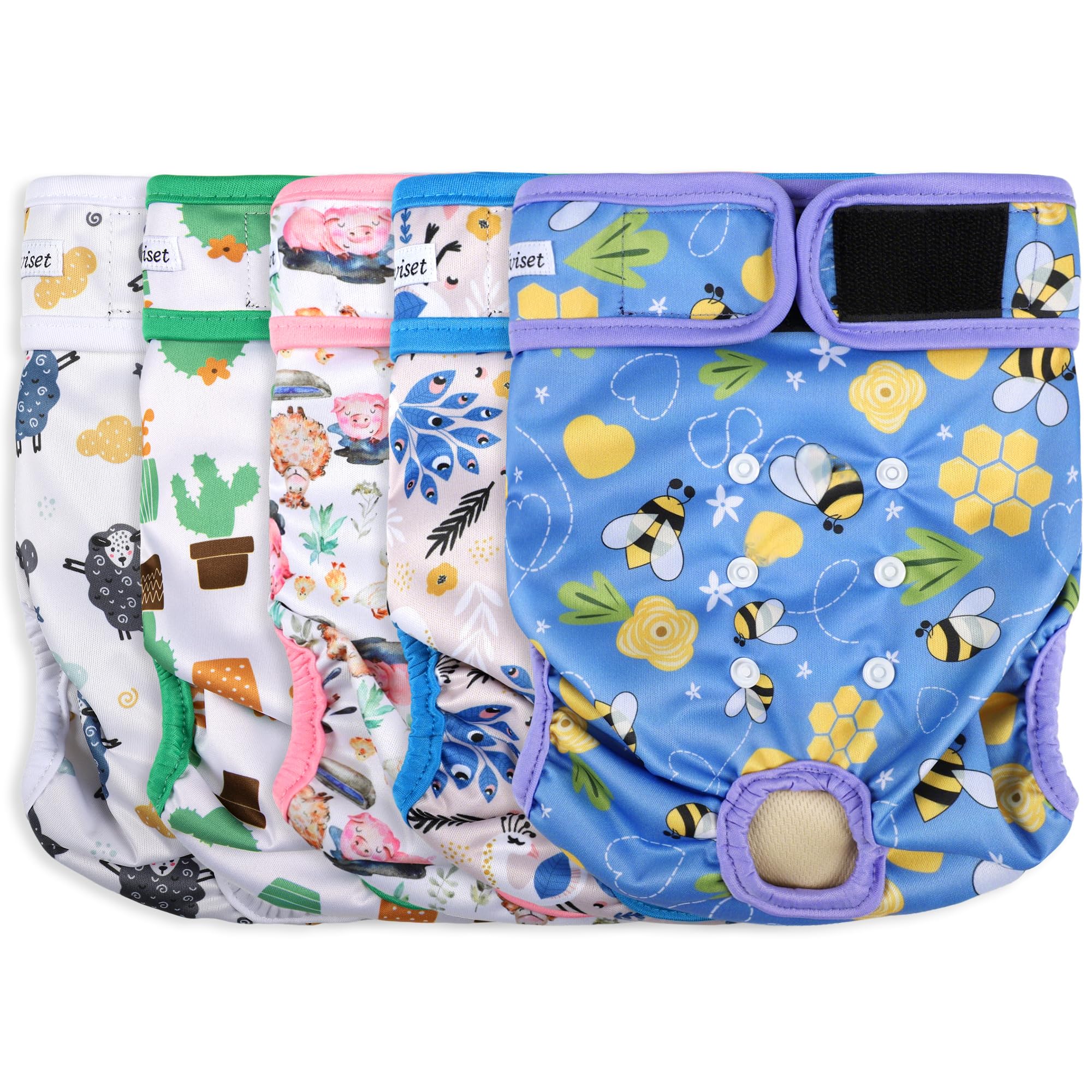 Dog Diapers Female 5pcs,Reusable Dog Doggie Puppy Doggy Diapers Female, Period Panties in Heat, Lamb, XXLarge