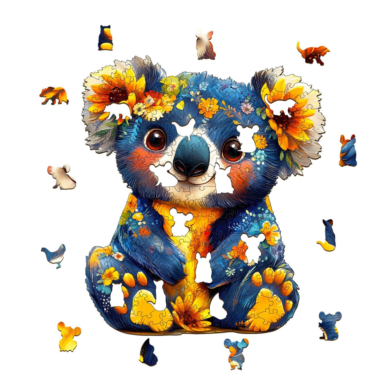 Holzpuzzle Erwachsene,Bunter Koala Holzpuzzle,Unregelmäßige Einzigartige Puzzle, Wooden Puzzle Mit Geschenkbox,Holz Puzzle Geschenke für Erwachsene (34 * 29.7cm)