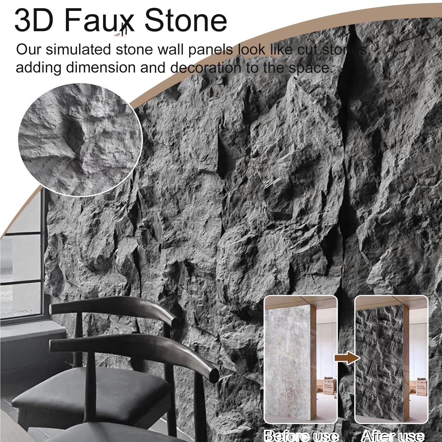 Pannelli da parete 3D in PU, pannelli decorativi per interni, pannelli da parete testurizzati per la decorazione di casa e ufficio, facili da installare e durevoli
