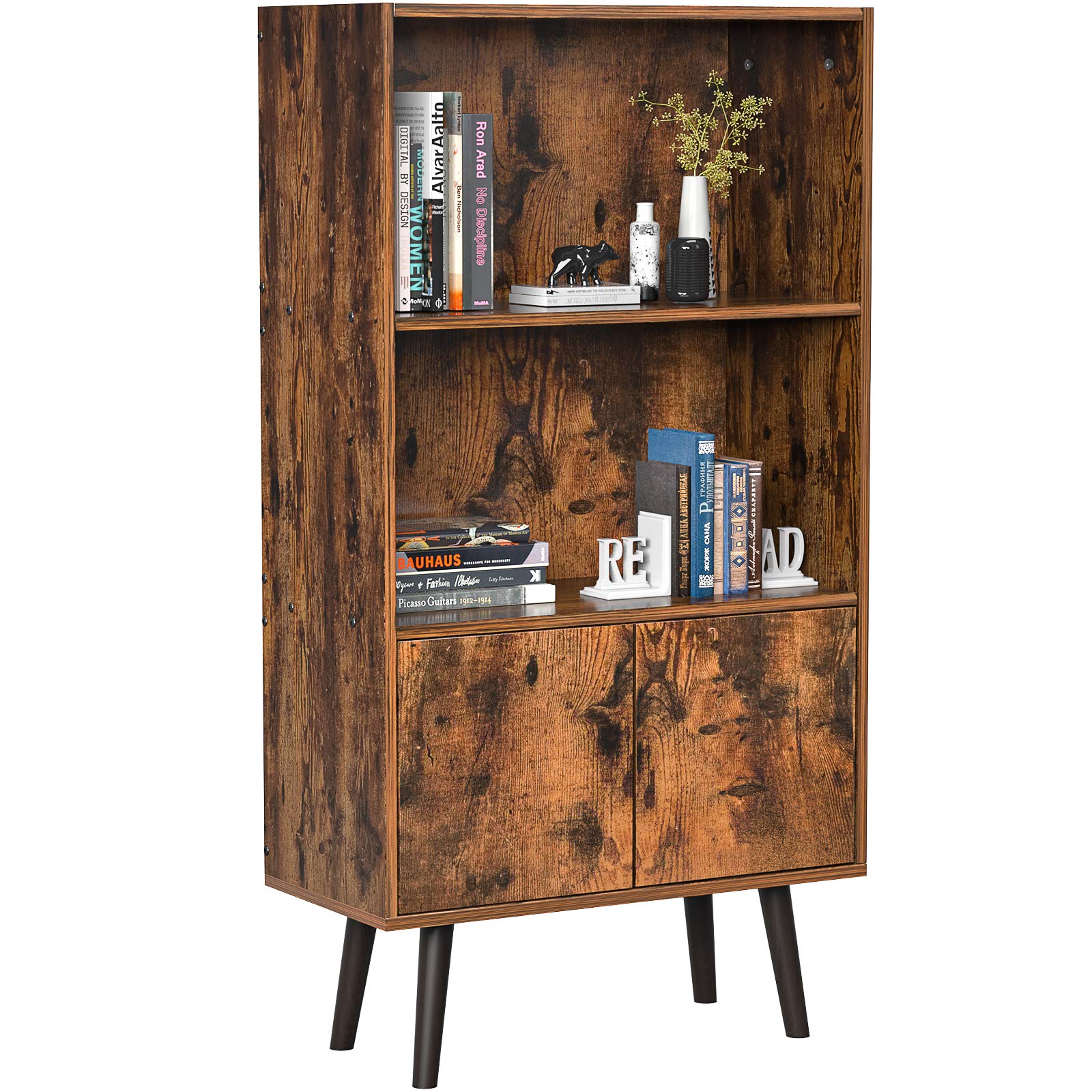 Buy Homfio Retro Bookcase, Utility 2Tier Bookshelf, Freestanding