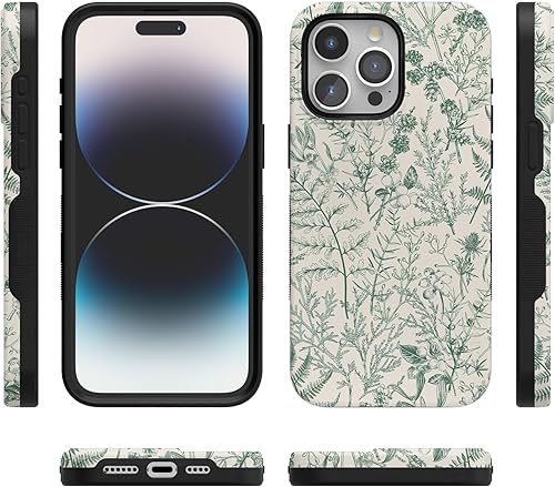 Vista 144 de Casely Funda para iPhone 15 Pro Max Jardín Secreto Flores mixtas Funda atrevida Compatible con MagSafe y botón de acción Secret Garden