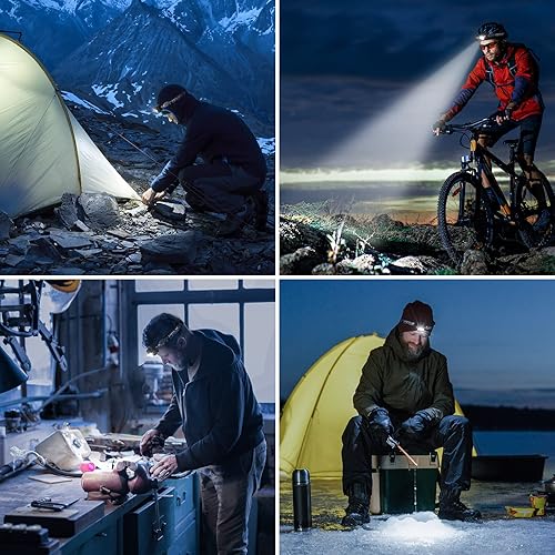 Miniatura 7 de Lepro Linterna frontal recargable, lámpara LED con 6 modos para acampar y senderismo, equipo esencial, IPX4 impermeable de alto lumen brillante