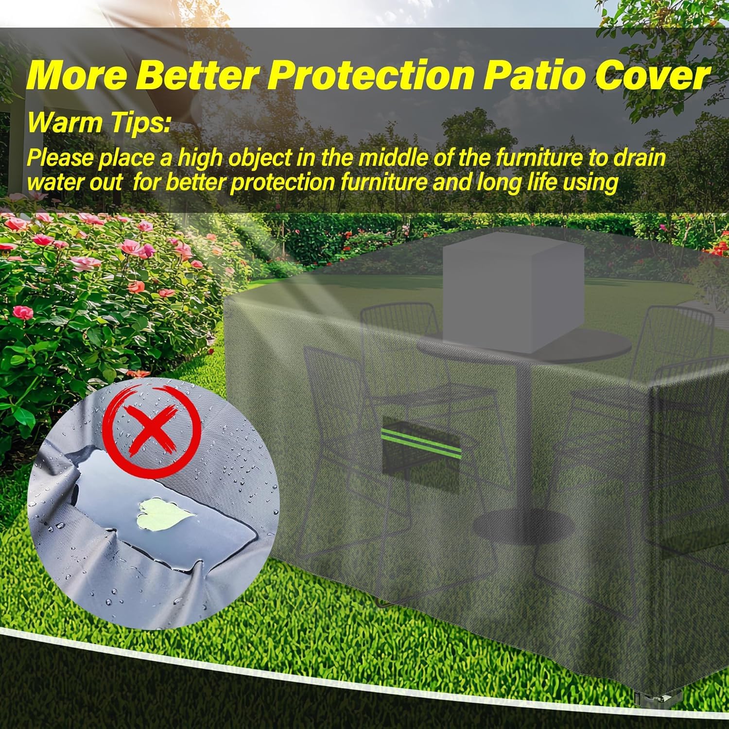 Housse De Protection Pour Mobilier De Jardin | Taille 260x230x100 Cm | Imperméable, Anti-UV Et Anti-vent