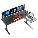 L Shaped Gaming Desk&comma; 60 Inch L60 Home Office Corner PC Computer Gamer Table Large Writing Workstation Gifts w Mouse Pad Cable Management&comma; Space Saving&comma; Easy to Assemble&comma; Right Black