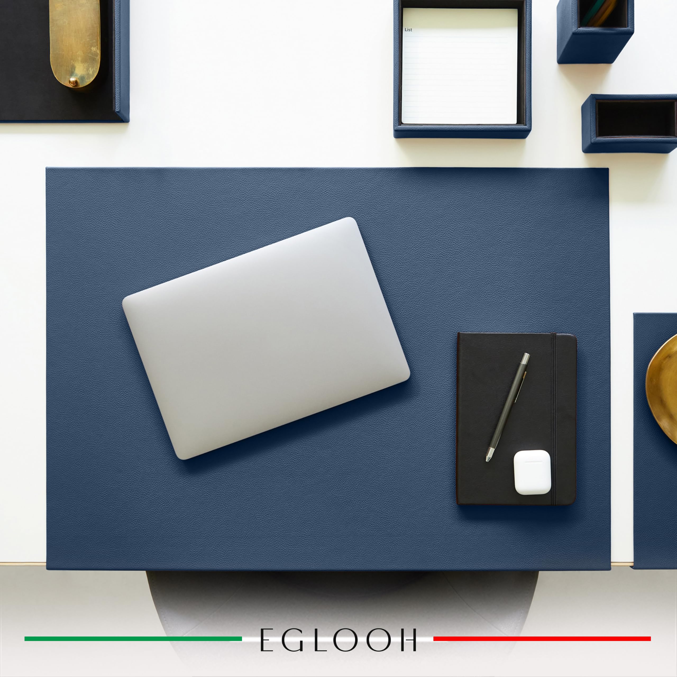 Eglooh – Adamantis – Sottomano Scrivania Pelle Vera con Proteggi Spigolo – Tappetino Scrivania XXL Elegante e Antiscivolo – Accessori Scrivania Ufficio Made in Italy