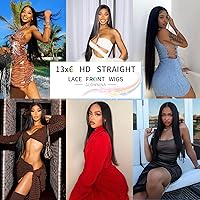 Vista 6 de Pelucas de cabello humano con encaje frontal de 30 pulgadas pre desplumadas para mujer, cabello humano densidad del 180%, HD transparente de 13 x 6