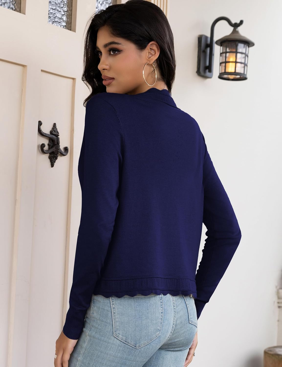 OmicGot Women's Long Sleeve Cardigan Sweaters Open Front Cropped Bolero Shrugs for Dresses S-XL - Image 3