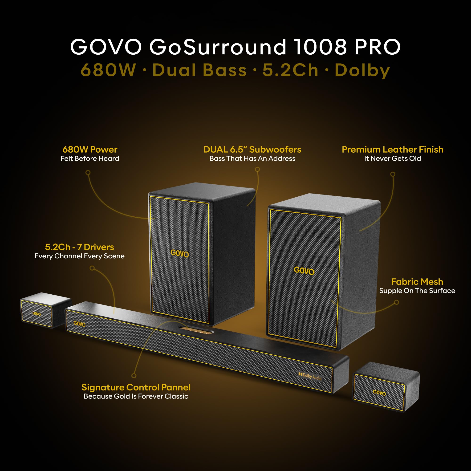 GOVO GoSurround 1008 Pro Soundbar - Dolby Audio & Subwoofer -5 GOVO GoSurround 1008 Pro Soundbar - Dolby Audio & Subwoofer -5