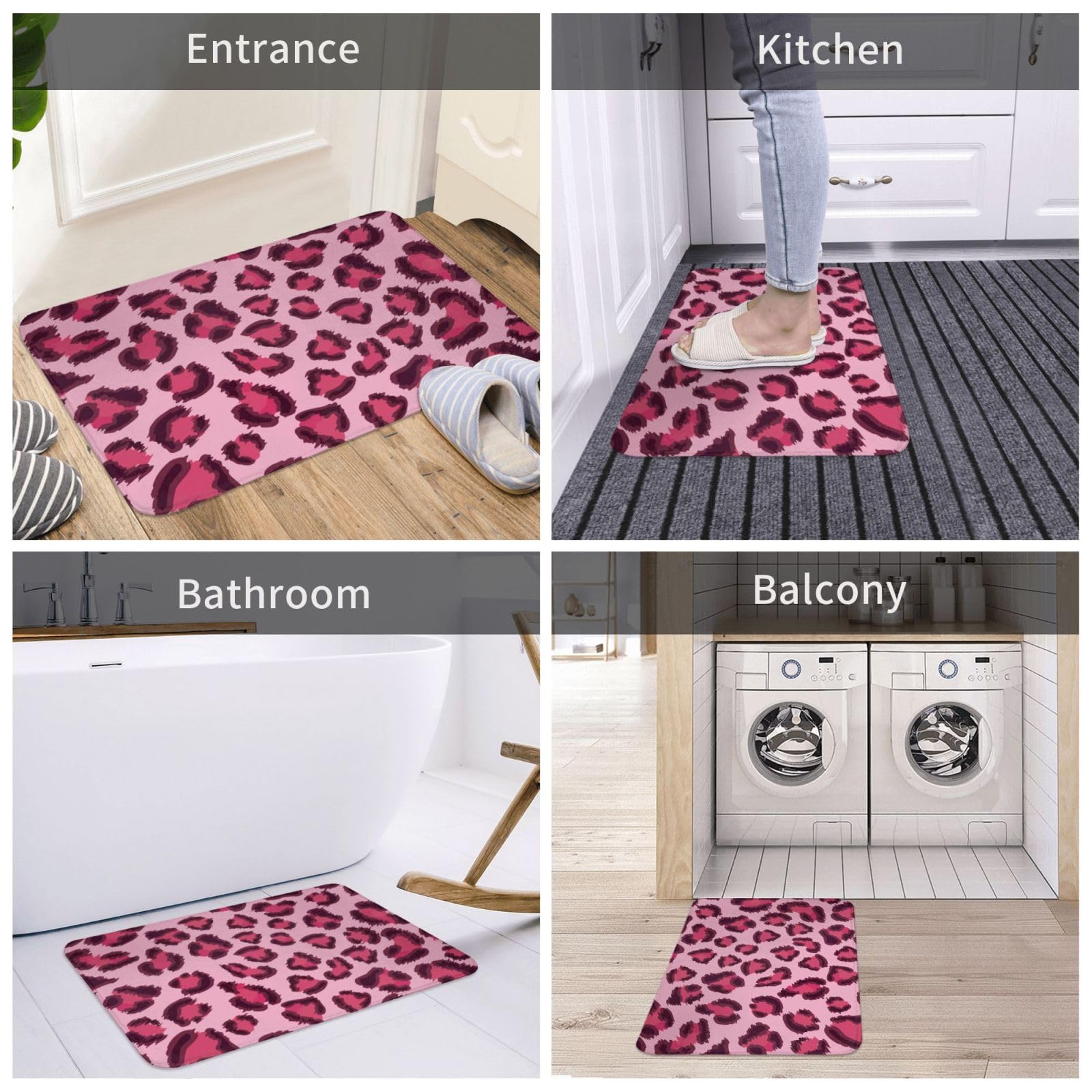 Amazon | カーペット レオパード柄 豹柄 ヒョウ柄 ピンク ラグ 60×40cm