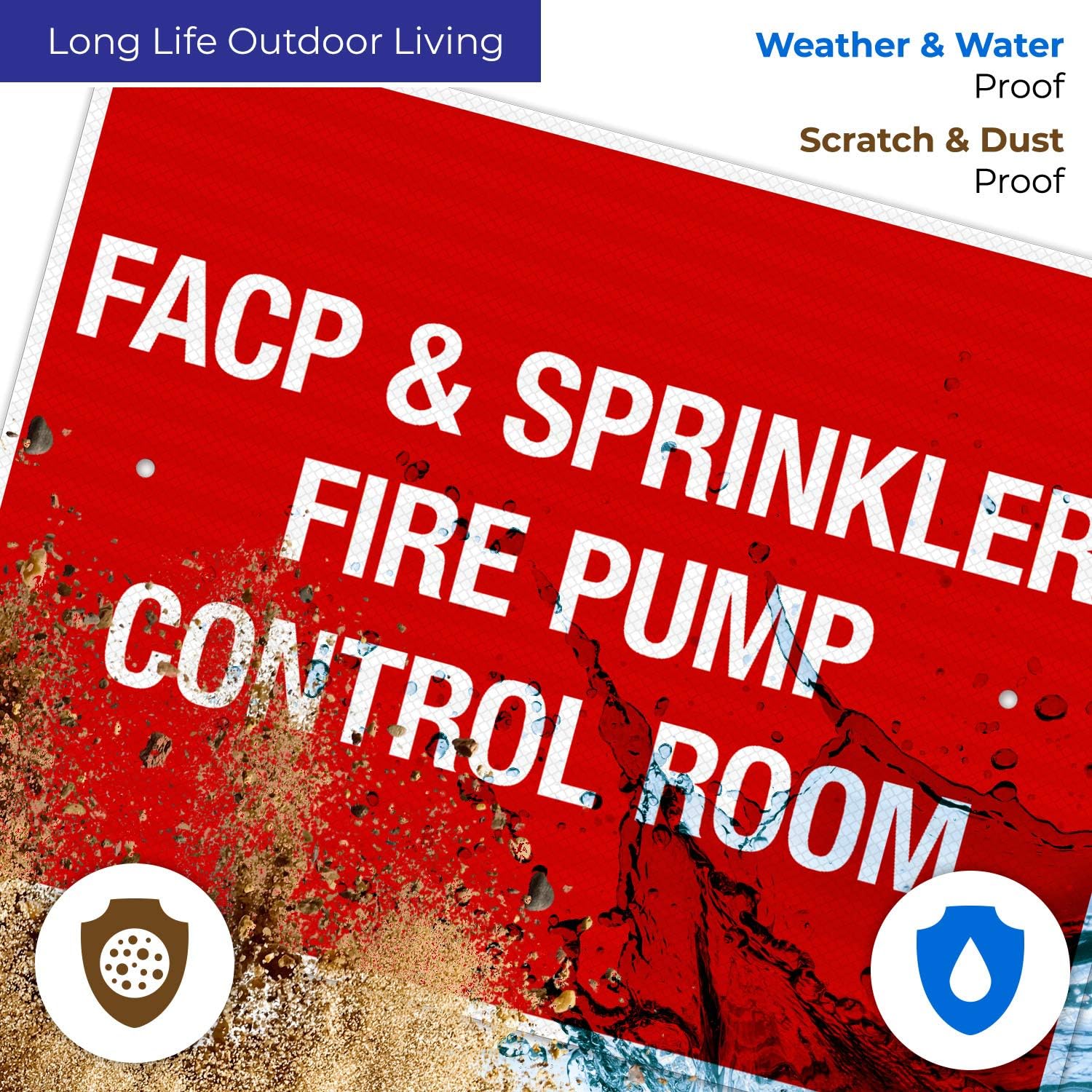 Facp & Sprinkler Fire Pump Control Room Sign, Fire Safety Sign, 18x24 Inches, 3M EGP Reflective .080 Aluminum, Fade Resistant, Indoor/Outdoor Use, Made in USA