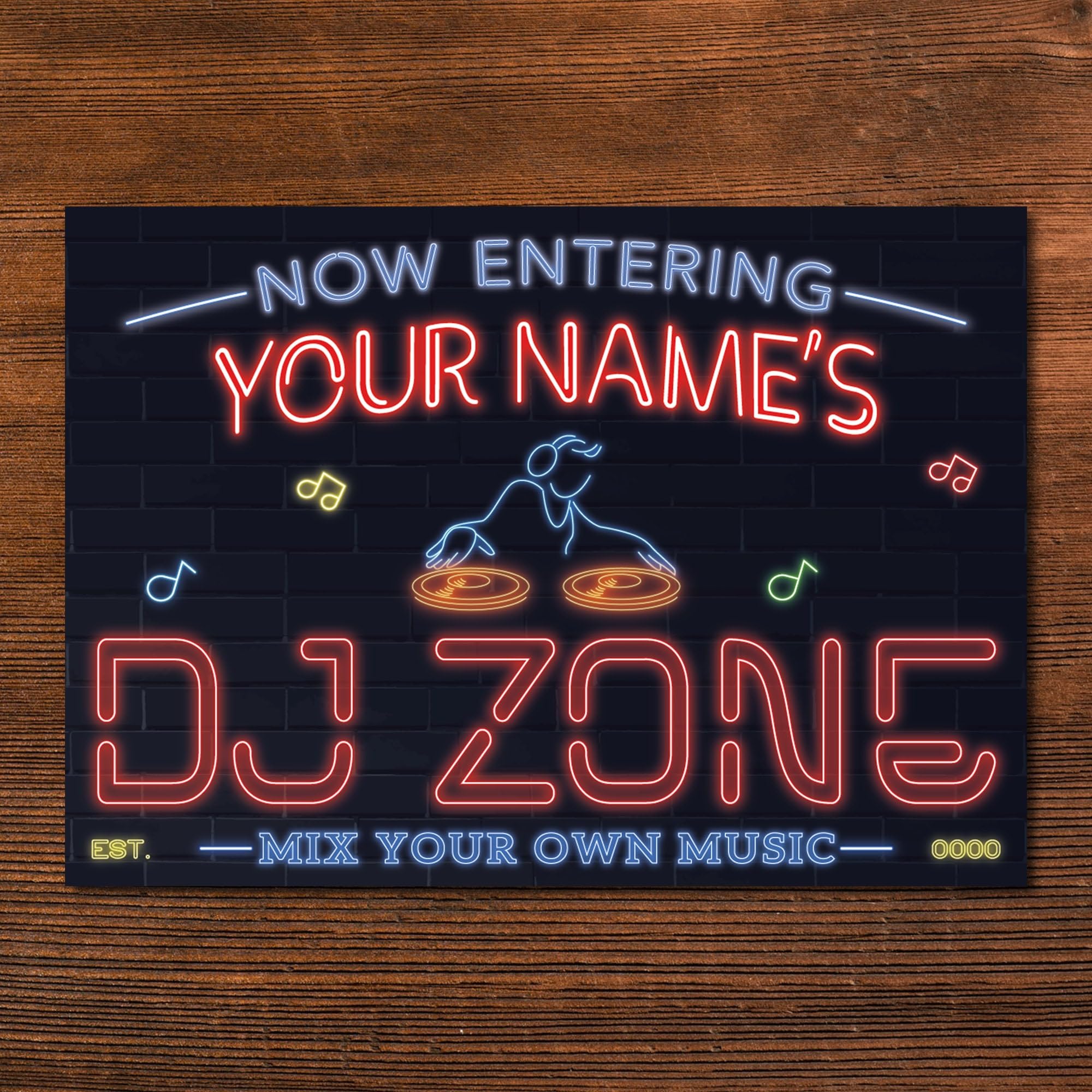 Personalised DJ Neon Music Effect Sign Custom Studio Sign Wall Art Decor Metal Plaque
