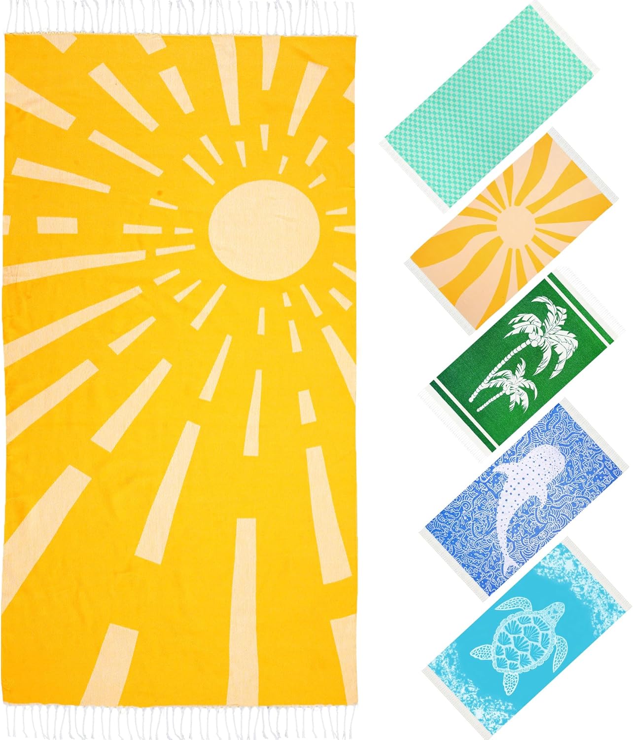 Genovega 2 Packs Turkish Beach Towels Vacation Essentials Quick Dry Sand Free Soft Absorbent Adult Oversized Bath Pool Swim Long Lightweight Thin Fast Drying Over The Chair Towel Sand Turtle Whale