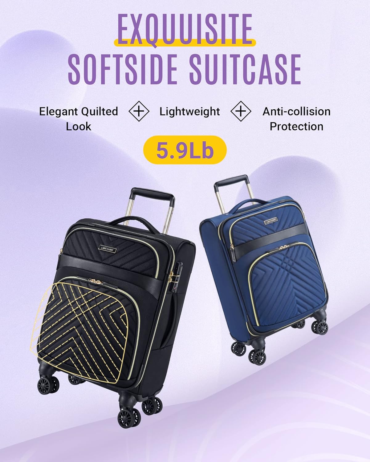 review LIGHT FLIGHT Carry On Luggage Airline Approved, Softside Suitcase with Spinner Wheels 20 Inch Small Lightweight Carry-on Luggage with Front Pockets, Women Men Business Travel Blue