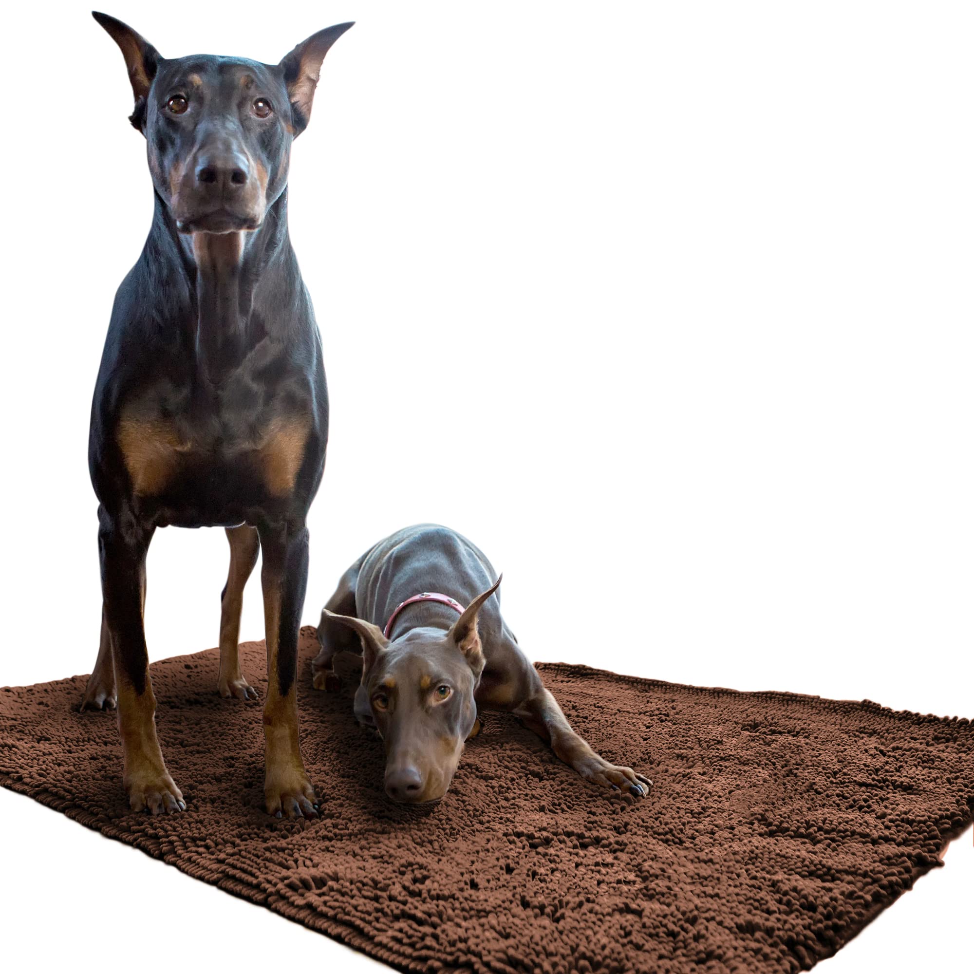 Soggy Doggy Doormat with Plain Design, Microfiber Chenille Indoor Wet Dog Mat for Muddy Paws and Drying, Ultra-Absorbent Dog Mats for Sleeping and Lounging, Dark Chocolate