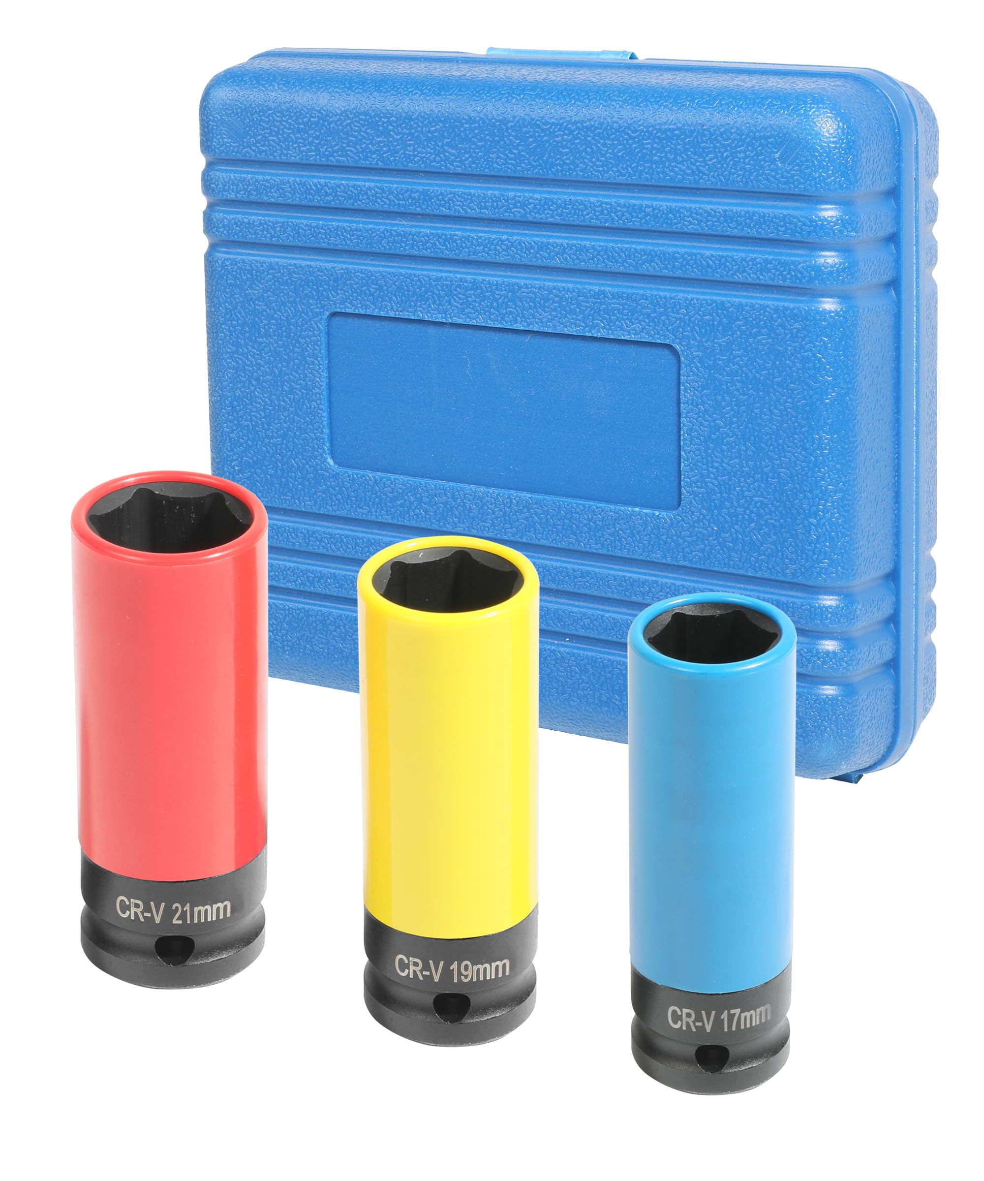 Automotive Tires & Wheels 1/2 inch Drive Impact Lug Nut Socket Set,Car Accessories Wheel Protector Impact Socket Set,CR-MO,Color-Coded,Lug Nut Thin Wall Deep Socket Set