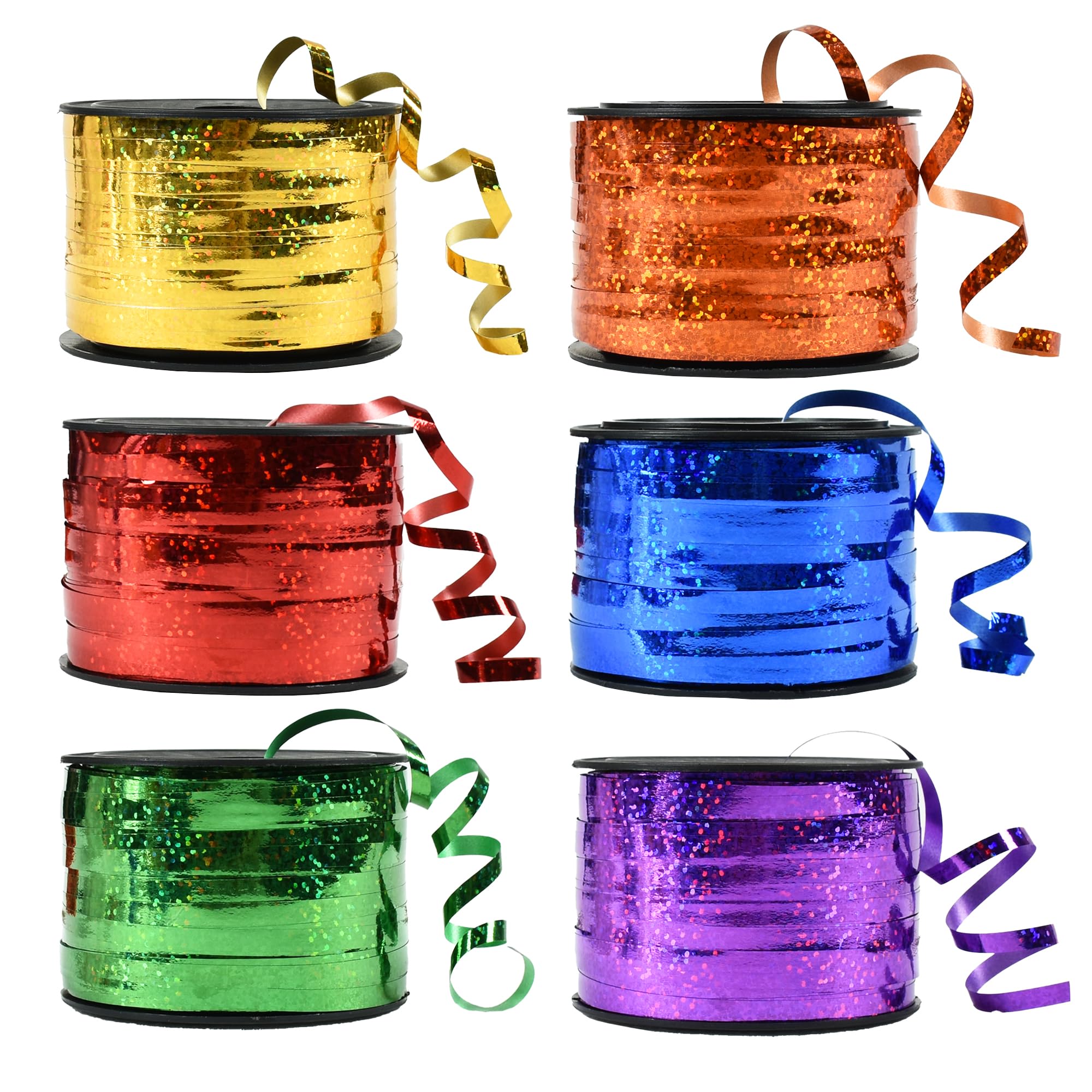 BEISHIDA 6 Assorted Colors Curling Ribbons Balloon String Ribbons - Rainbow Balloons 6 Rolls for Gift Warppping Birthday Easter Party Decorations — image 1