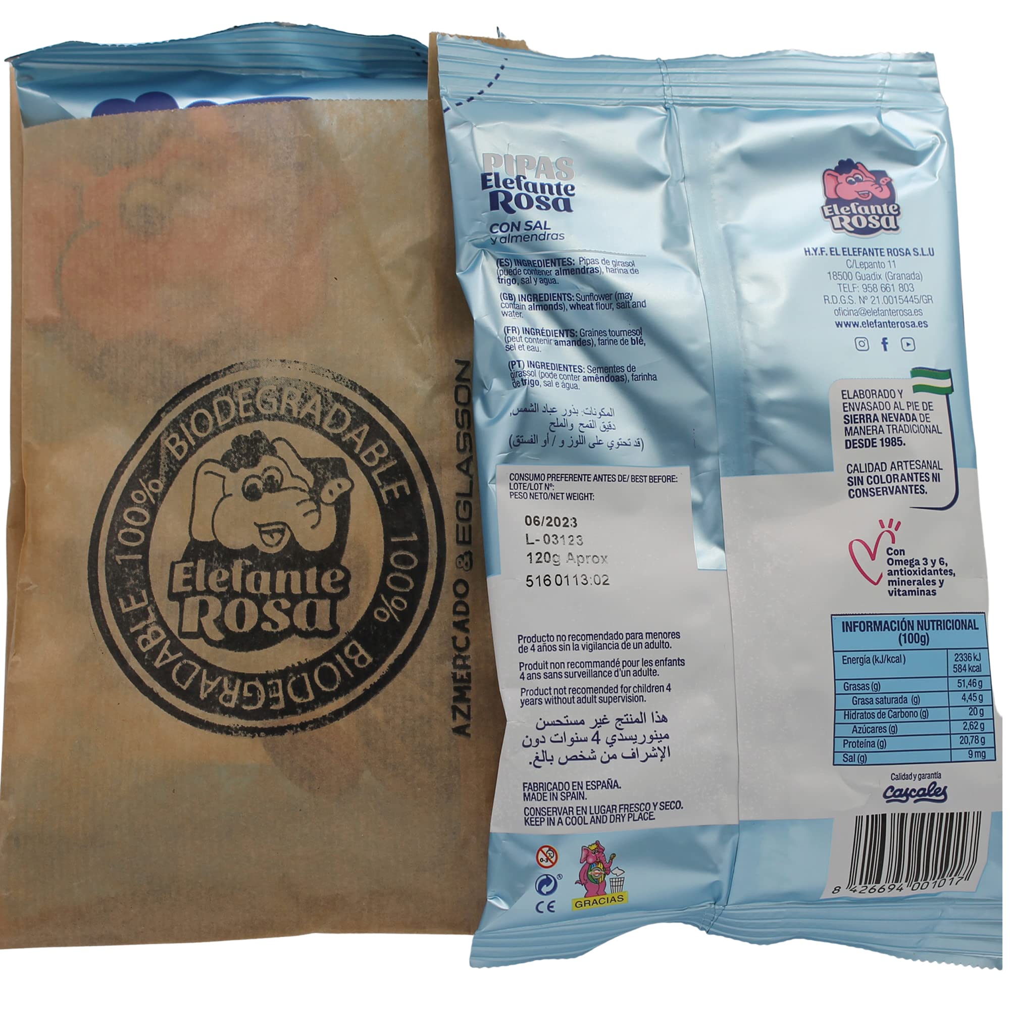 El Elefante Rosa Pack Especial 19 Bolsas Pipas Girasol Revoltillo Frutos Secos Almendras Tostadas Aperitivo